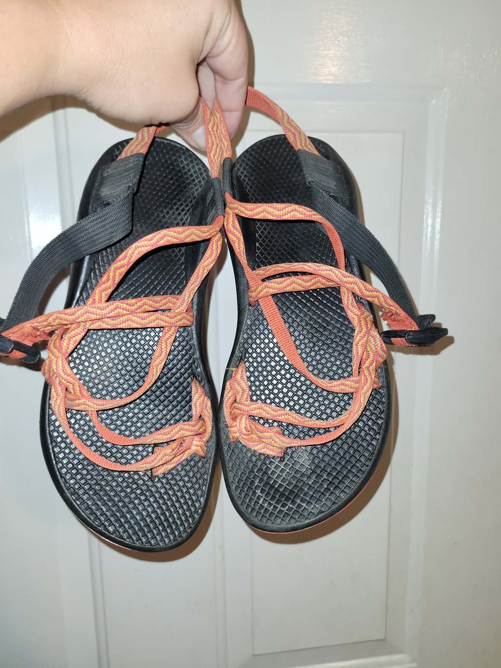 Chaco Black Sandals with Orange Straps